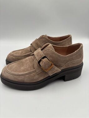 Cole Haan Carlitta Monk Strap Lug Oxford Shoes Womens 5B Irish Coffee Suede